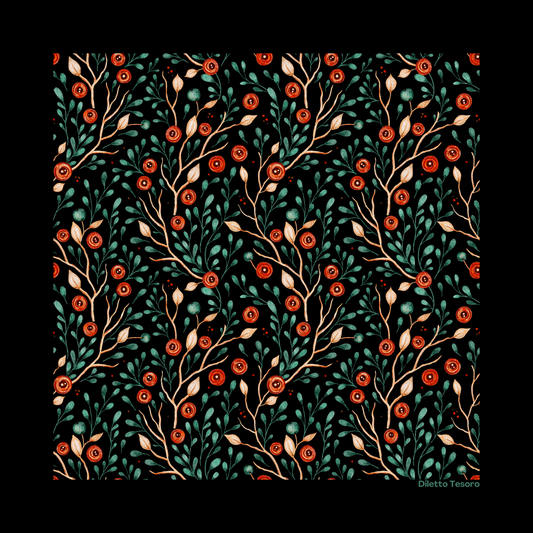 Black Floral - pops of colour (90x90cm)