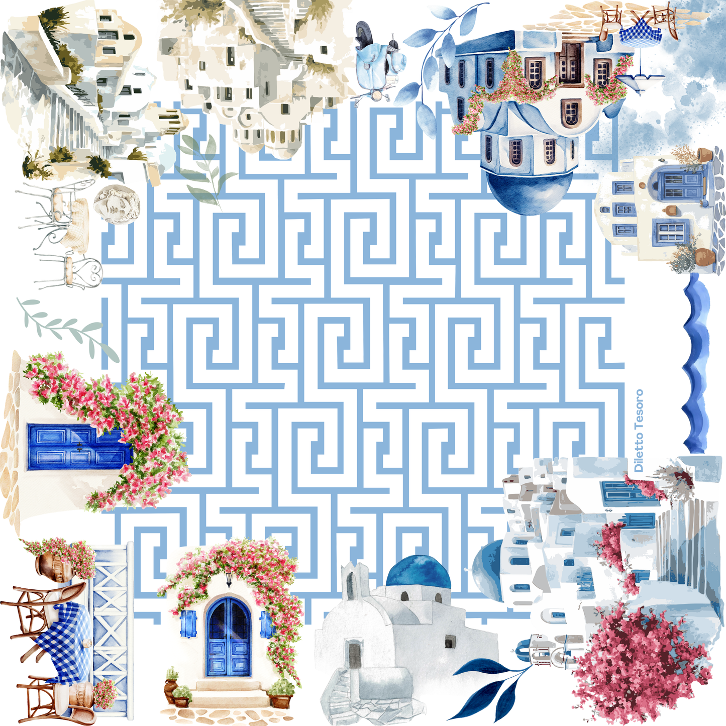 Greek - blue and white elegance (90x90cm)