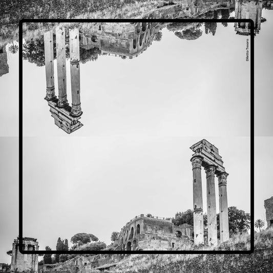 Roman Ruins Scarf - grey and black tones (90x90cm)