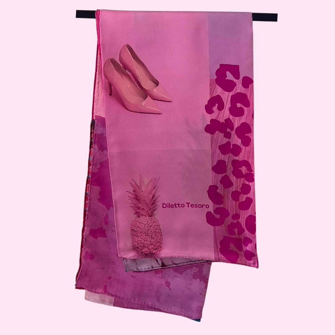 Pink Collage Scarf - collage of pink (90x90cm)