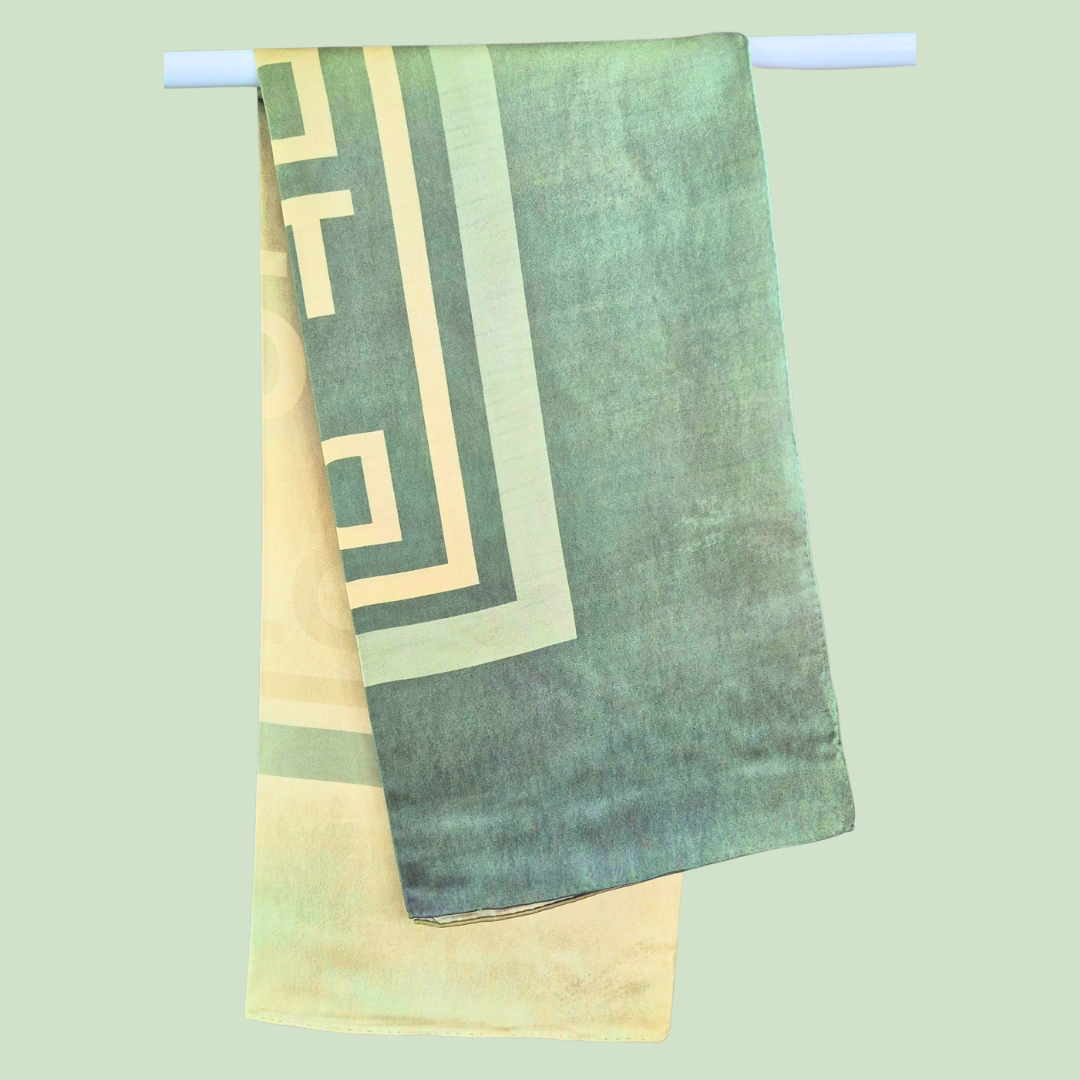 DT Scarf - cream green scarf (90x90cm)