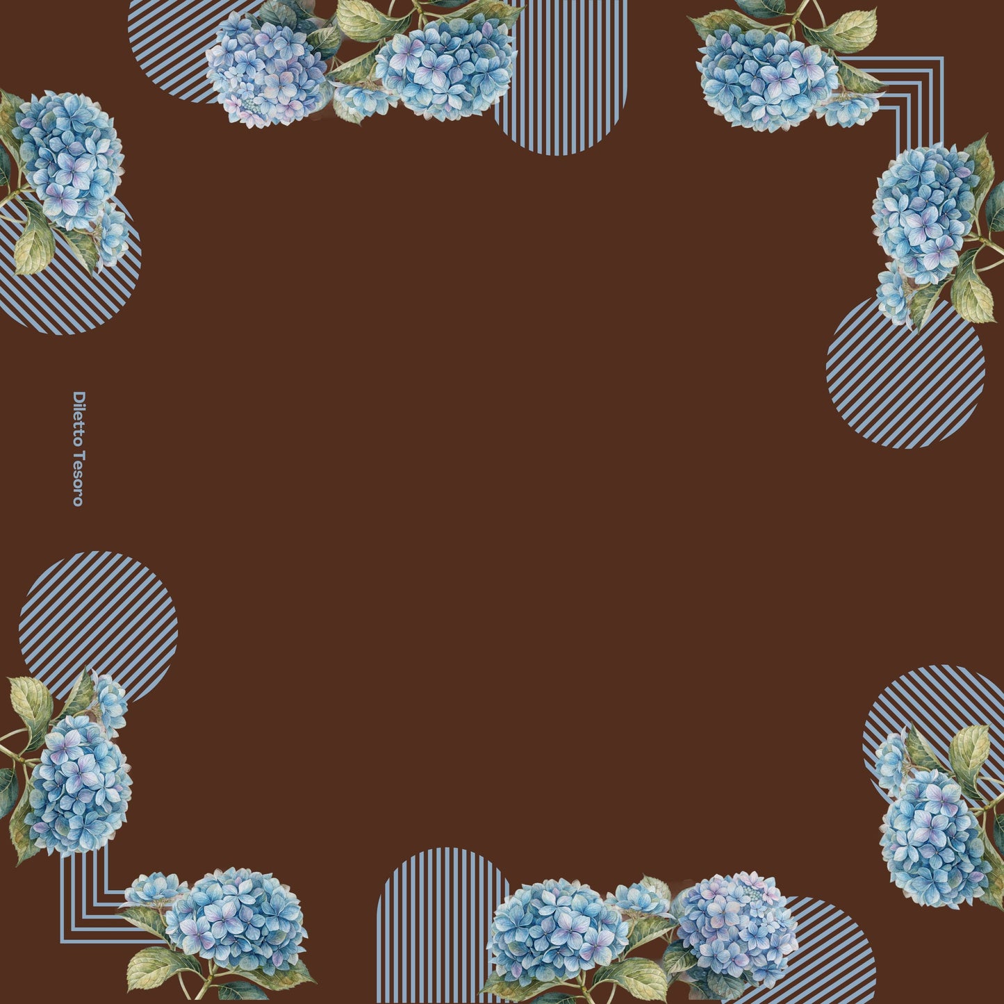 Blue Hydrandeas - Brown & Blue (90x90cm)