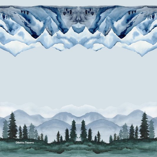 Popular Watercolour Scarf - light blues (90x90cm)