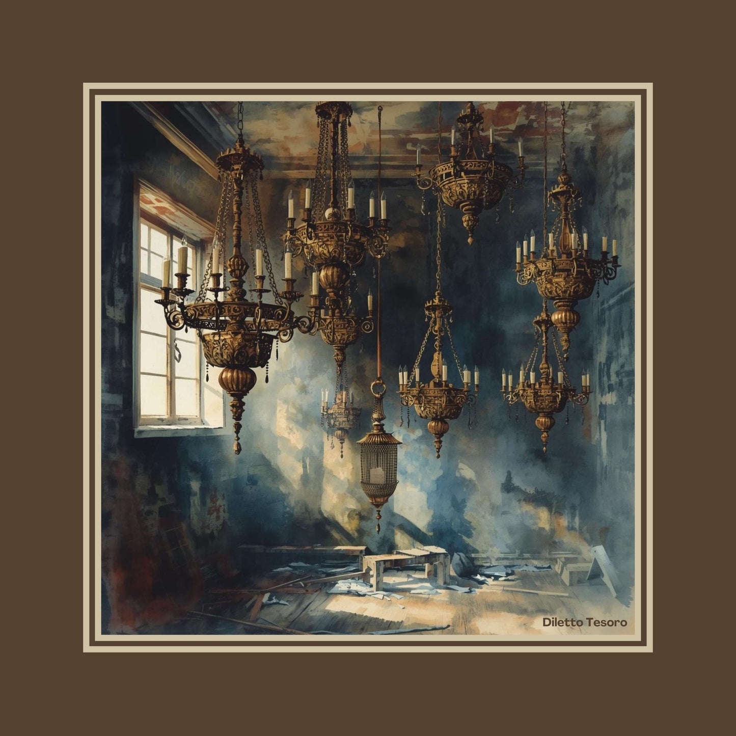 Chandeliers - deep and moody (90x90cm)
