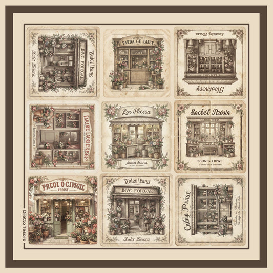Florist Storefront - creams and browns (90x90cm)