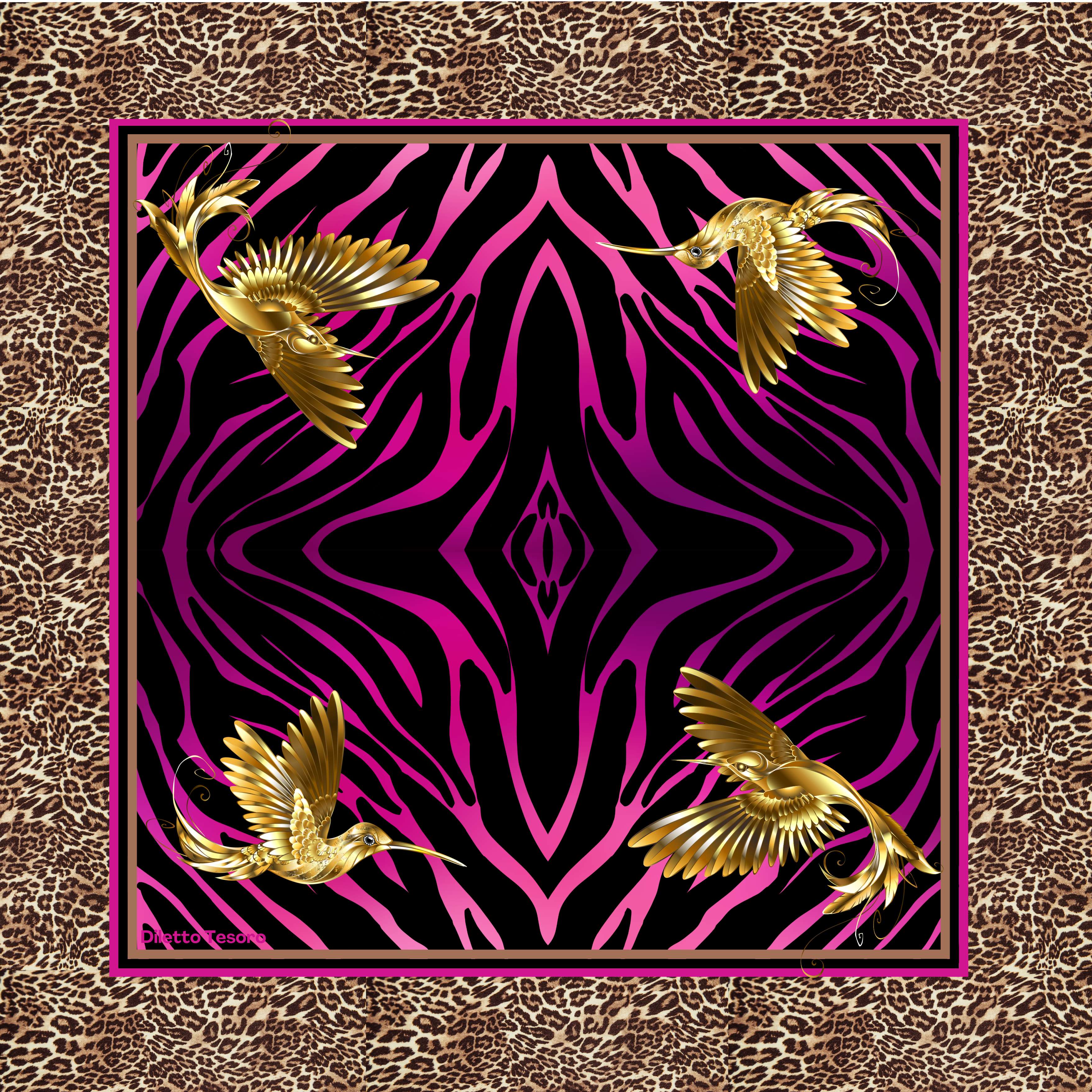 Golden Birds Scarf - animal prints (90x90cm) – Allco Distributors