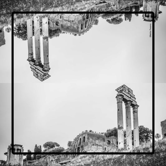 Roman Ruins Scarf - grey and black tones (90x90cm)